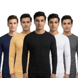 Round Neck Full Sleeve Inner Shirt Cotton in White Black Skin Navy Blue and Grey