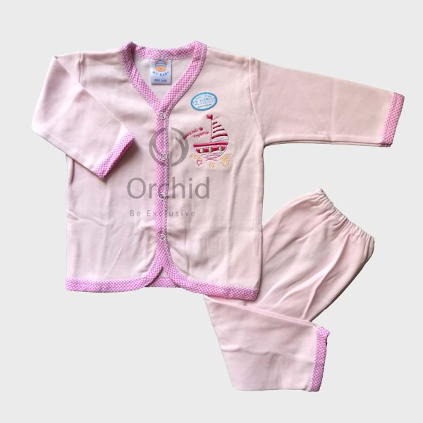 3-6M Suit Cotton Pink With Boder
