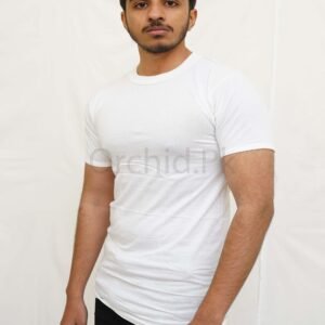 Men Half Sleeve Round Neck Cotton White