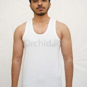 Men Sleeve Less Cotton Vest White