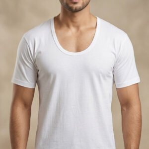Men Half Sleeve Cotton Vest White
