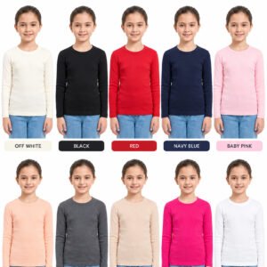 Girls Cotton Round Neck Winter Shirt for Girls – All Colors | ORCHID.PK
