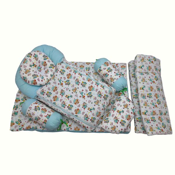 Baby 7Pc Bed Set Cotton White Printed