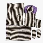 Baby 7Pc Bed Set Velvet White Brown Strip