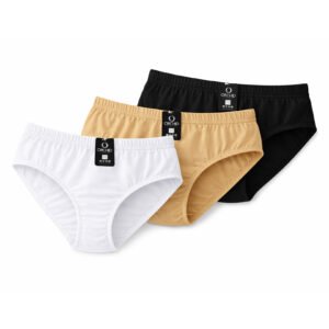 Orchid women cotton brief underwear pack of 3 white black beige