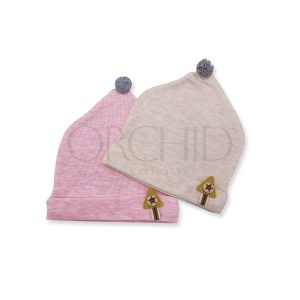 Baby Caps Pink & Beige ( Pack Of 2 )