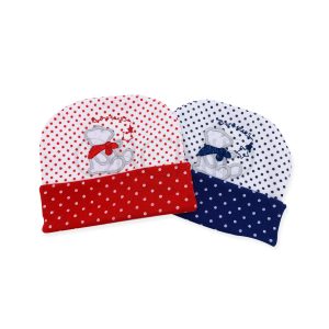 Baby Cap White and Red Polka Dots
