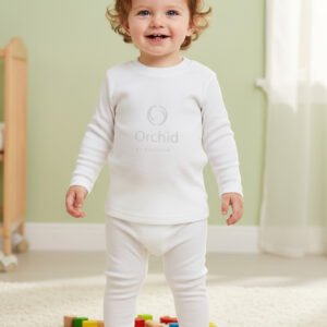 Toddler Round Neck & Tights Set – 2x1 Knitted Cotton – Soft Stretchable Winter Wear – orchid.pk