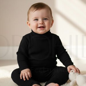 “Infant High Neck & Tights Set – 2x1 Knitted Cotton Winter Wear – Soft Stretch Fabric – orchid.pk”