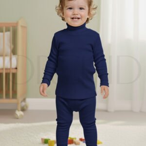 Toddler High Neck & Tights Set – 2x1 Knitted Cotton – Soft Stretchable Winter Wear – orchid.pk