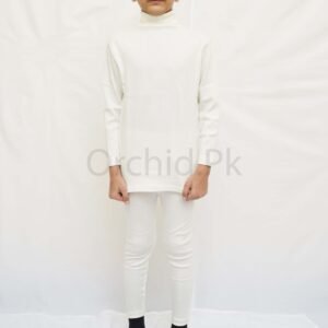“Boys High Neck Off White – Cotton Stretch Outfit – orchid.pk”