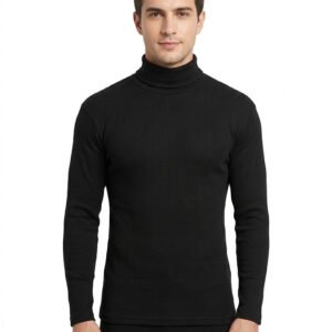 men high neck cotton black