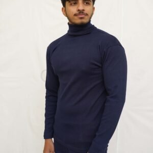 Men High Neck Navy Blue