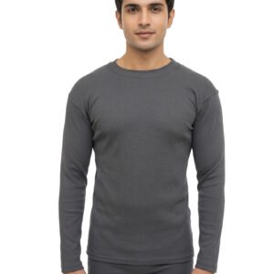 Men Round Neck Full Sleeve Winter Grey thermal shirt front view