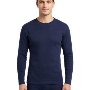 Men Round Neck Full Sleeve Navy Blue thermal shirt front view