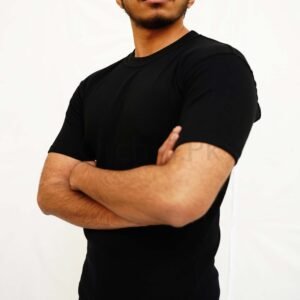 Men Round Neck Half Sleeve & Tights Black