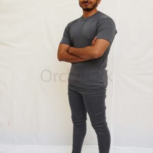 Men Round Neck Half Sleeve & Tights Grey