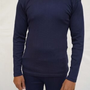 Men Round Neck Sleeve & Tights Set Navy Blue 2
