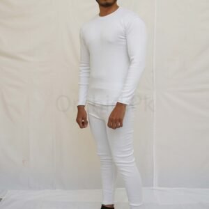 Men Round Neck Sleeve & Tights Set White 2