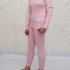 Women Round Neck & Tights Set Baby Pink