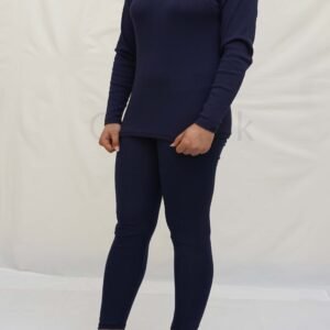 Women Winter Round Neck Full Sleeve & Tights Set Navy Blue