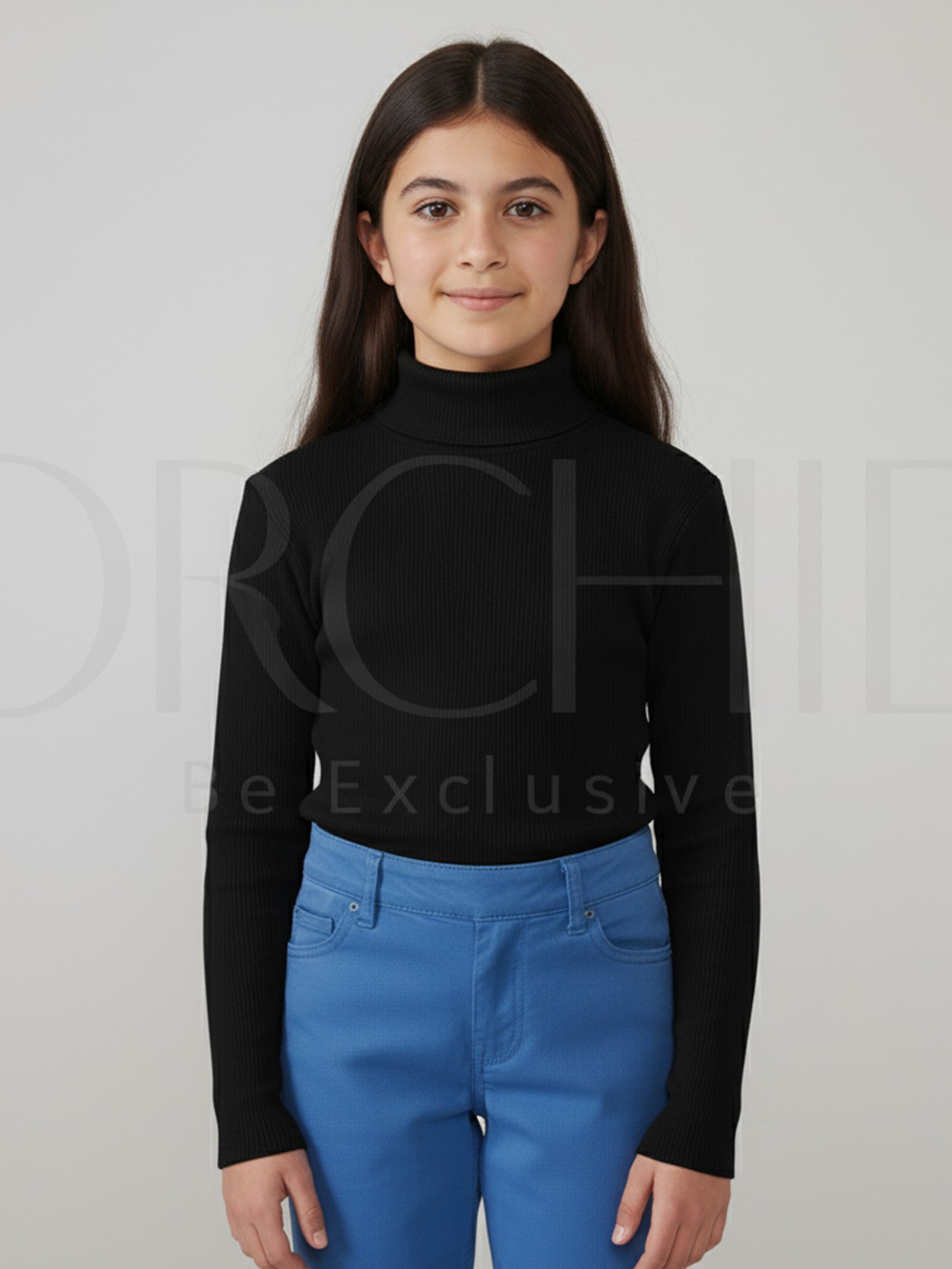 “Girls High Neck Cotton 2x1 Knitted Winter Top – Soft Stretchable Warm Wear | orchid.pk”