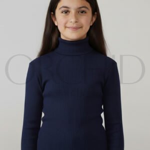 “Girls High Neck Cotton 2x1 Knitted Winter Top – Soft Stretchable Warm Wear | orchid.pk”