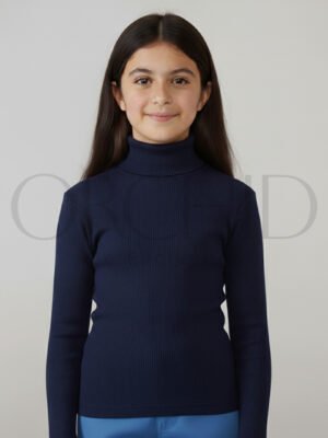 “Girls High Neck Cotton 2x1 Knitted Winter Top – Soft Stretchable Warm Wear | orchid.pk”
