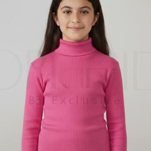 “Girls High Neck Cotton 2x1 Knitted Winter Top – Soft Stretchable Warm Wear | orchid.pk”