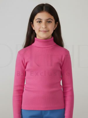 “Girls High Neck Cotton 2x1 Knitted Winter Top – Soft Stretchable Warm Wear | orchid.pk”