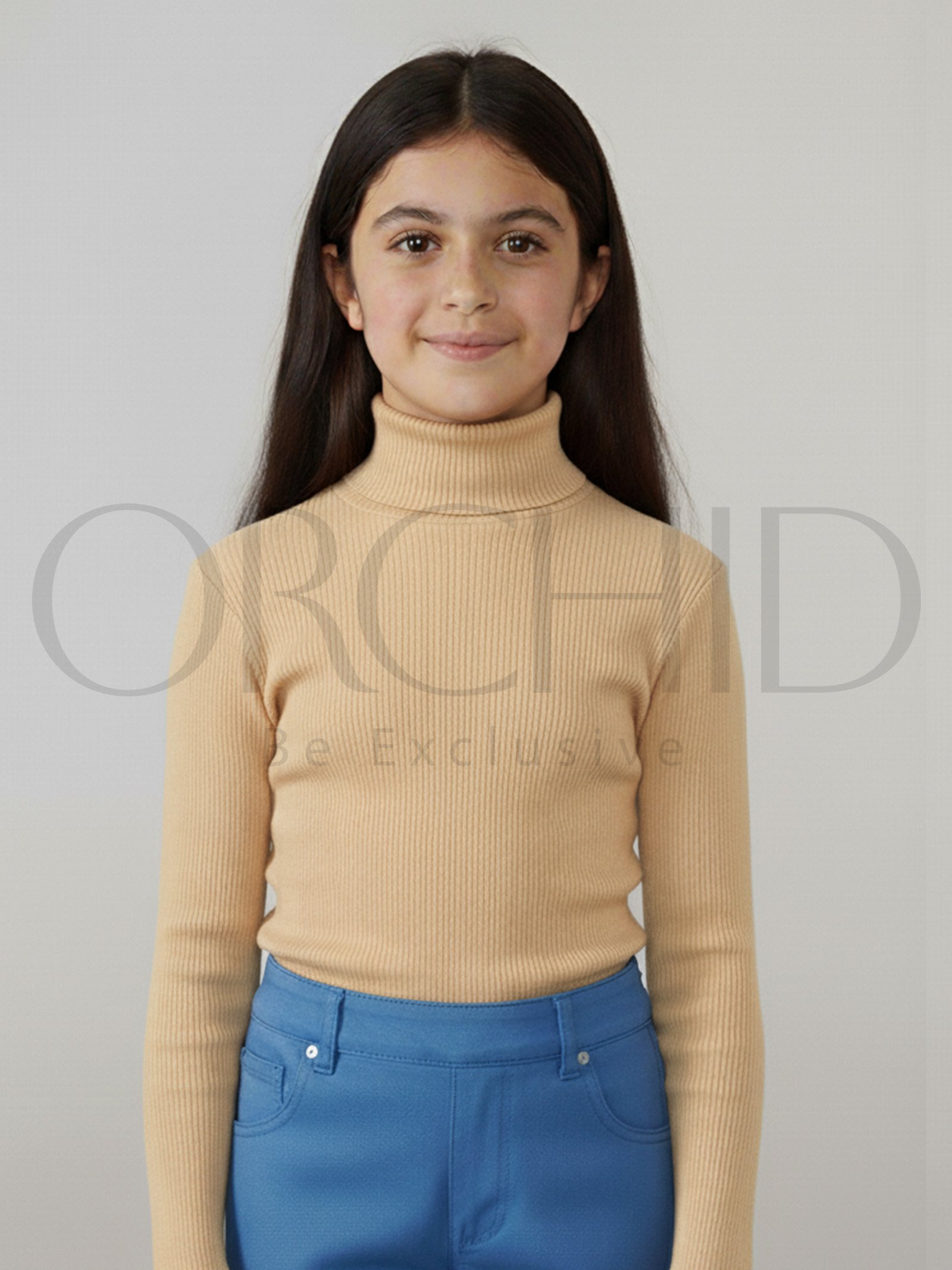“Girls High Neck Cotton 2x1 Knitted Winter Top – Soft Stretchable Warm Wear | orchid.pk”