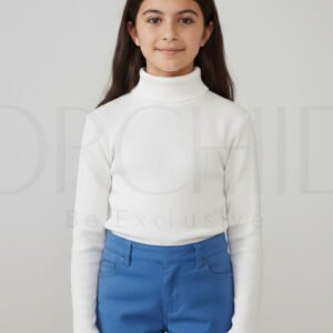 “Girls High Neck Cotton 2x1 Knitted Winter Top – Soft Stretchable Warm Wear | orchid.pk”