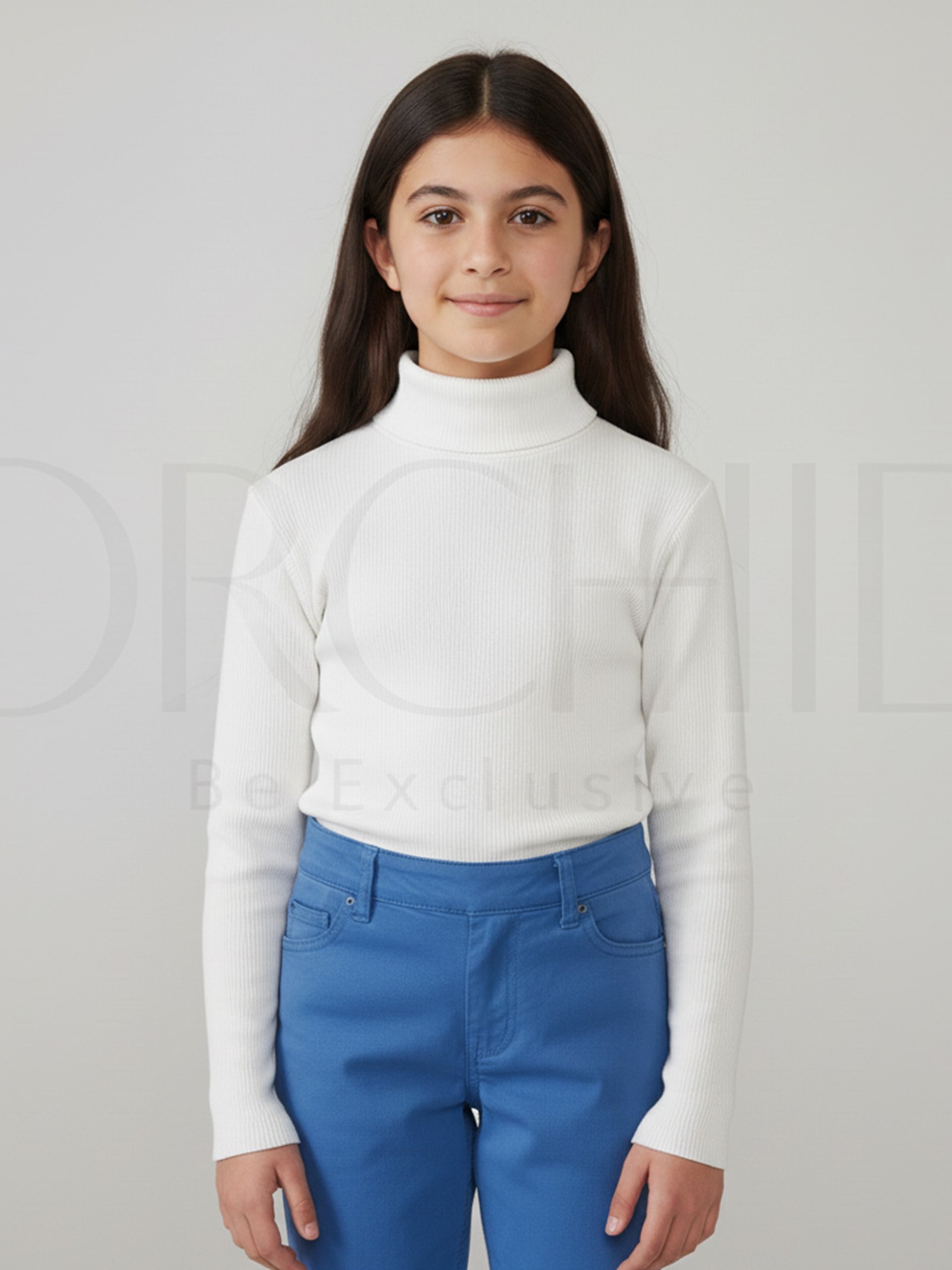 “Girls High Neck Cotton 2x1 Knitted Winter Top – Soft Stretchable Warm Wear | orchid.pk”