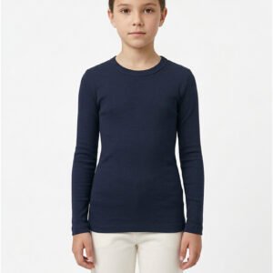 girl cotton round neck winter navy blue
