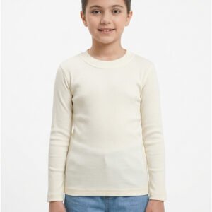 Girl Cotton Round Neck Winter Off-White Full Sleeve Shirt – Orchid.pk