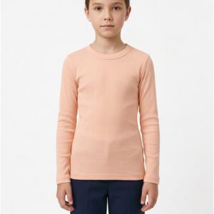 Girl Winter Round Neck Peach Cotton Full Sleeve Shirt – Orchid.pk