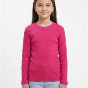 Girl Cotton Round Neck Winter Shocking Pink Full Sleeve Shirt – Orchid.pk