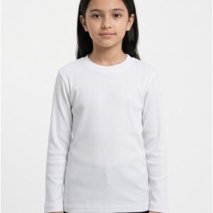Girl Cotton Round Neck Winter White Full Sleeve Shirt – Orchid.pk