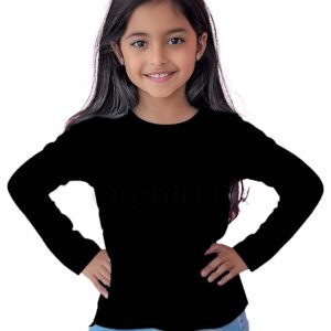 Girls Summer Round Neck Full Sleeve Black