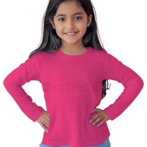 Girls Summer Round Neck Full Sleeve Shocking Pink