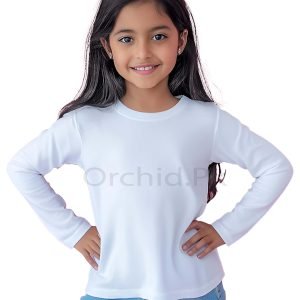 Girls Summer Round Neck Full Sleeve White