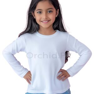 Girls Summer Round Neck Full Sleeve White