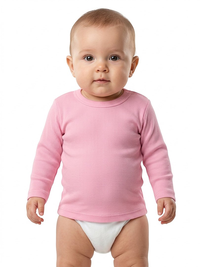 Infant Cotton Round Neck Winter Baby Pink Soft baby pink cotton innerwear top for infants