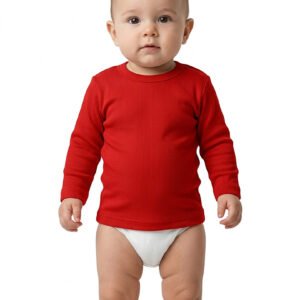 Soft red cotton innerwear top for infants