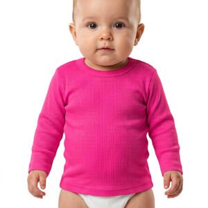 Soft shocking pink cotton innerwear top for infants