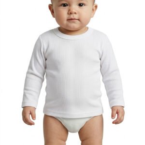 Soft white cotton innerwear top for infants