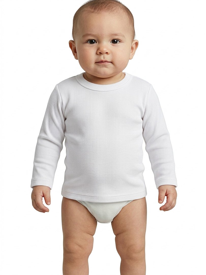 Infant Cotton Round Neck Winter White Soft white cotton innerwear top for infants
