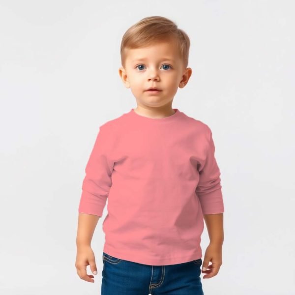 Unisex Round Neck Full Sleeve Baby Pink - Image 3