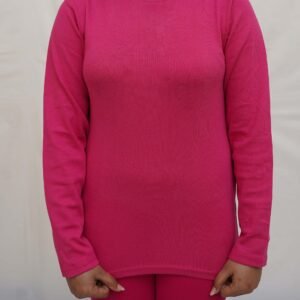 Women Round Neck Cotton Shocking Pink