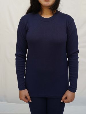 women round neck navy blue